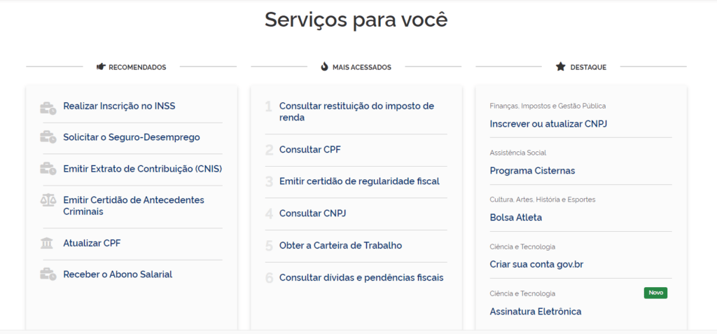 Como criar uma conta no Gov.br