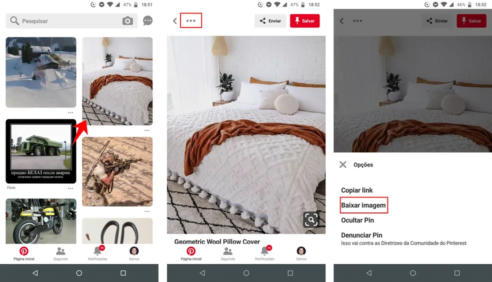Como salvar fotos do Pinterest 