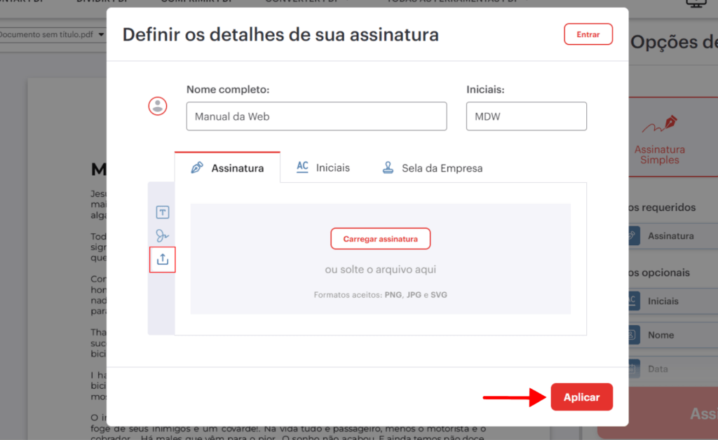 Assinar PDF digitalmente