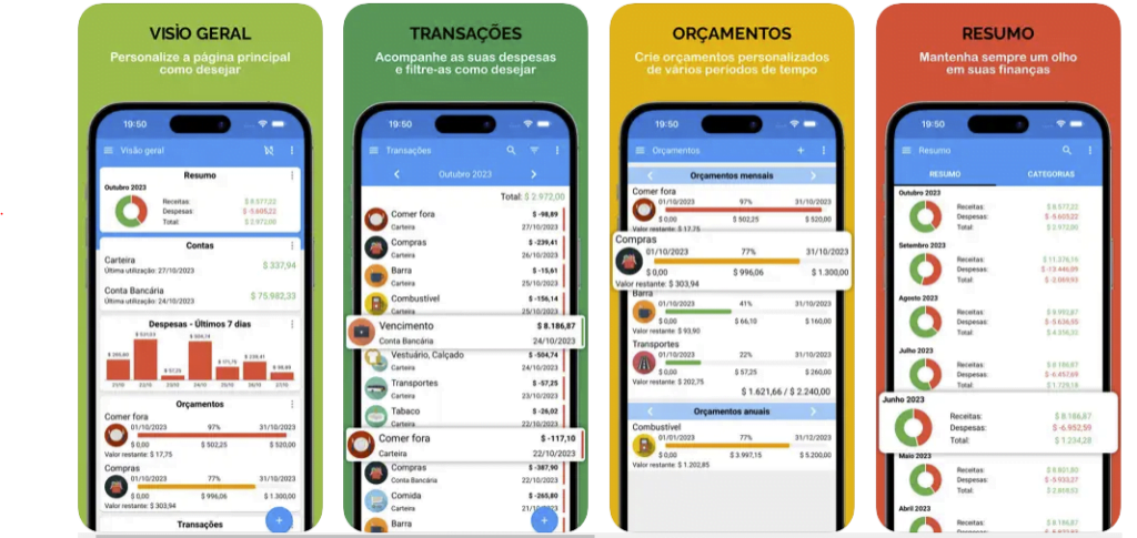 Planilha financeira pelo celular