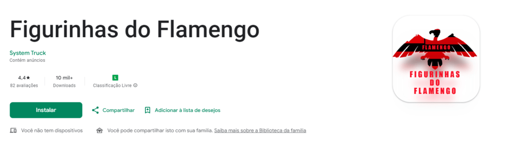 Aplicativo de figurinhas do Flamengo