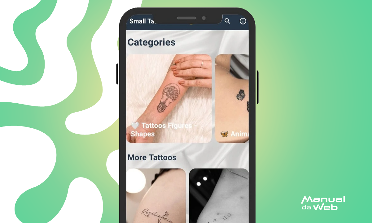 Aplicativo com centenas de ideias de tatuagem minimalista 2024