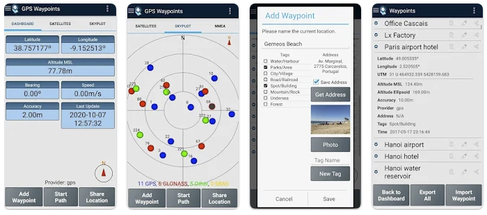 Aplicativo GPS Waypoints para profissionais