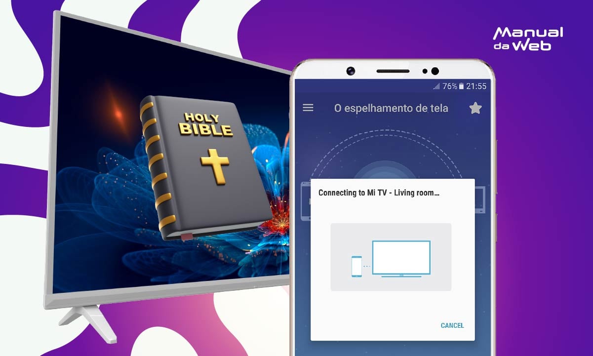 Espelhar a Bíblia do celular na TV