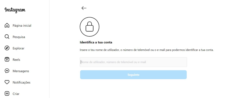 Recuperar a conta do Instagram
