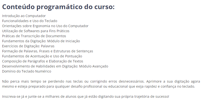 Curso de Digitação online