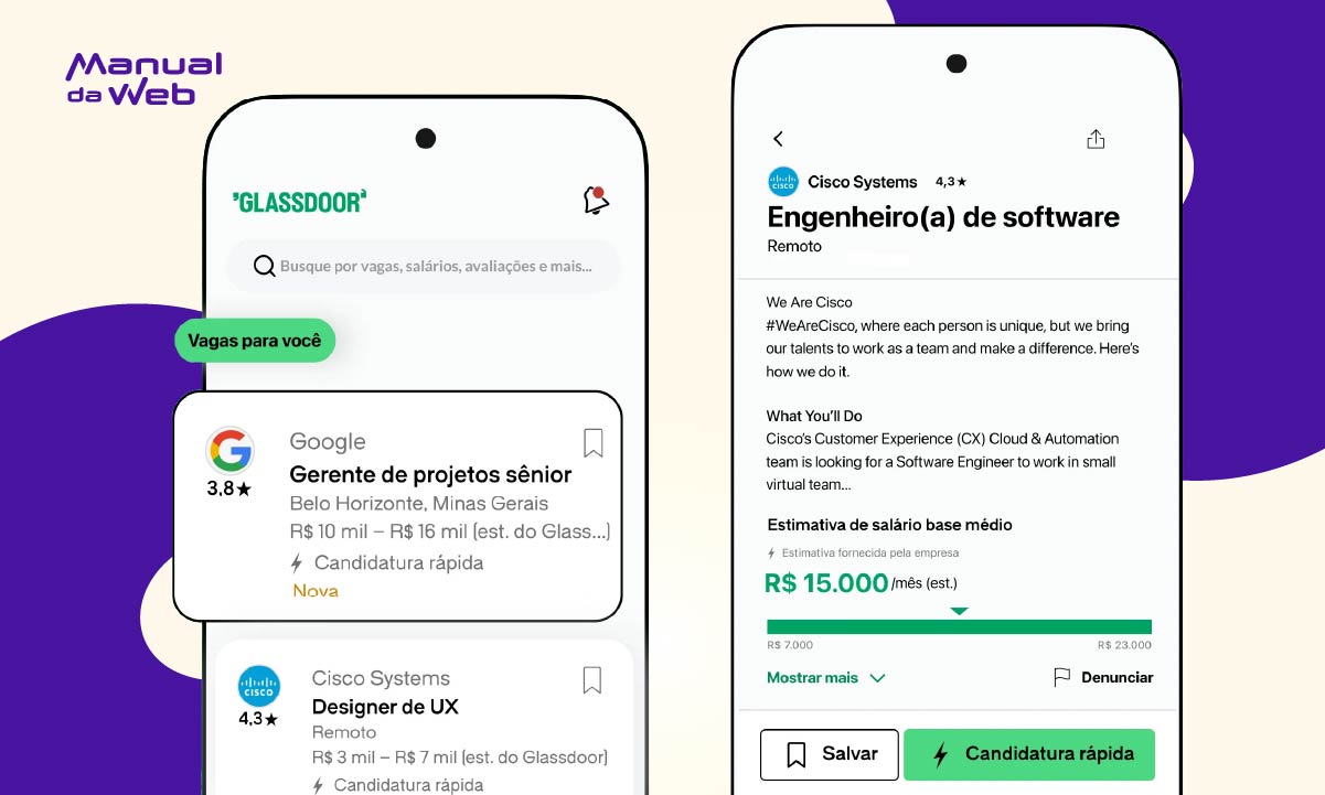 Aplicativo de pesquisa salarial para vagas de emprego