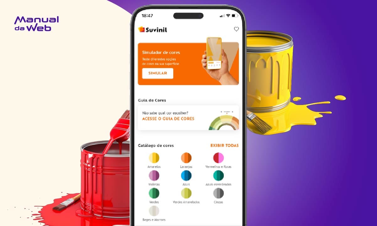 Aplicativo para simular online cores de tinta Suvinil para sua casa