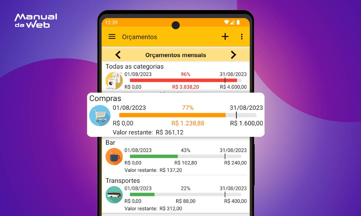 Orçamento fácil: app para criar orçamento mensal personalizado