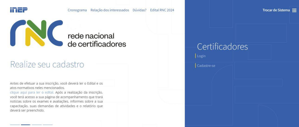 Como se cadastrar para certificador do Enem