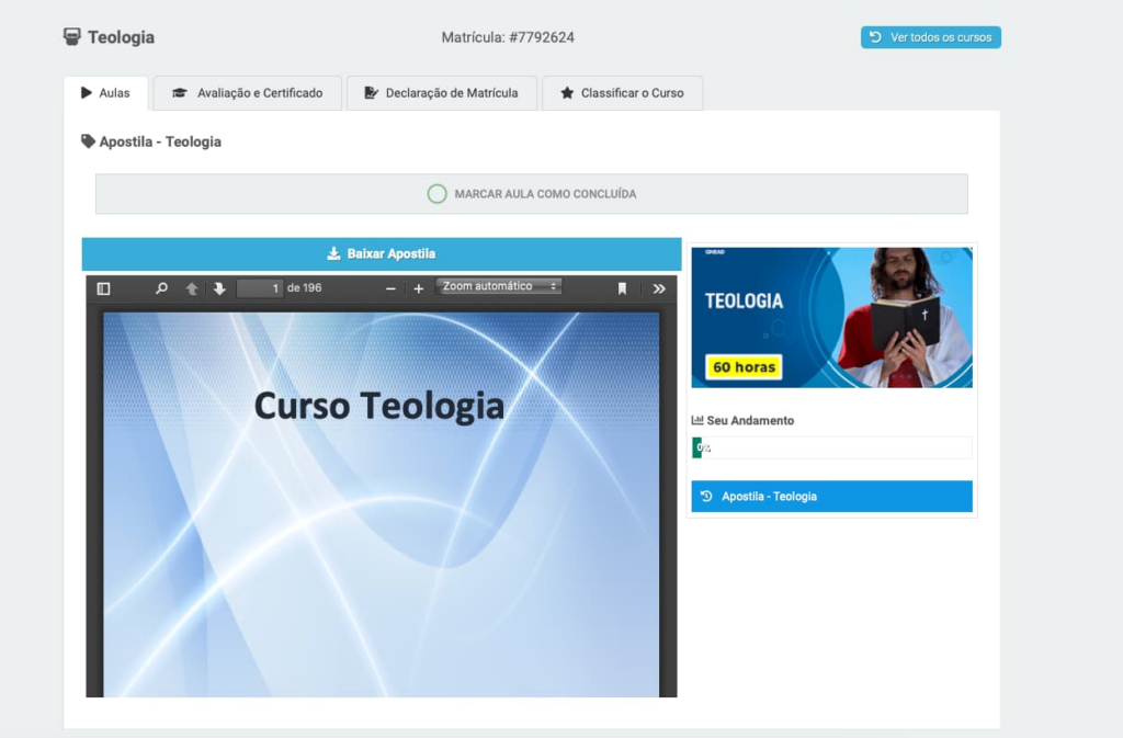 Curso de Teologia gratuito