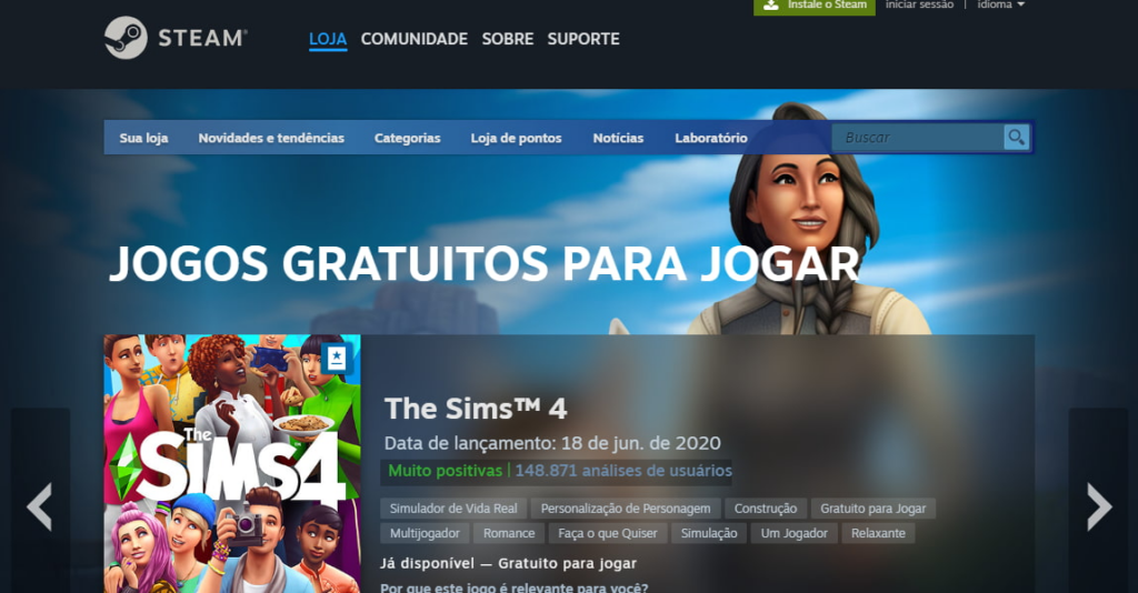 Jogos grátis no Steam