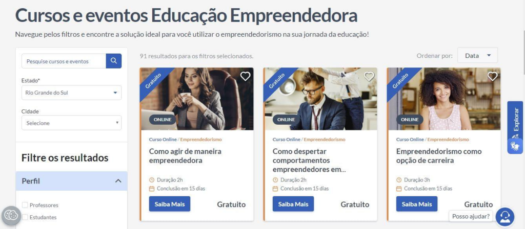 Cursos gratuitos online no Sebrae