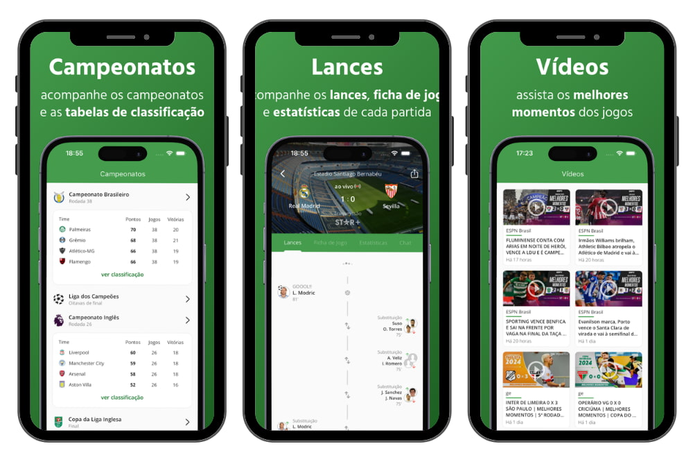 Calendário dos jogos de futebol