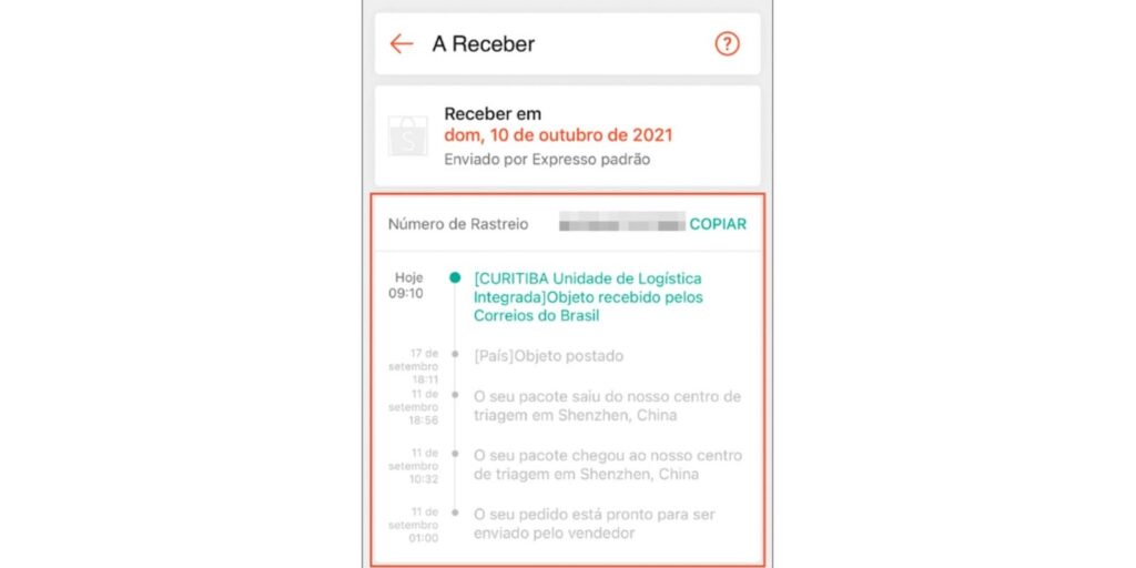 Como rastrear pedido da Shopee