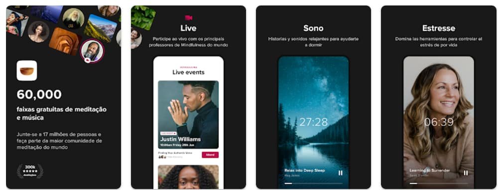 Aplicativo gratuito de meditação