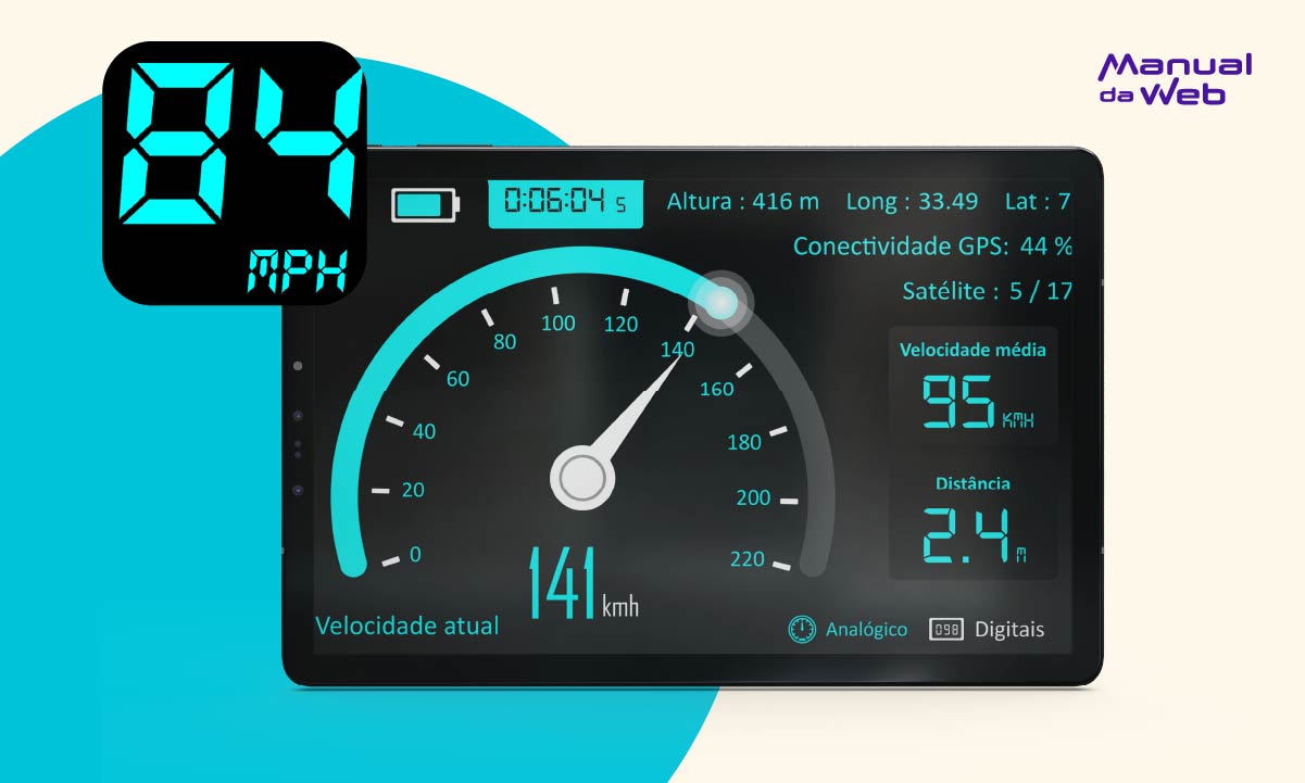 Velocímetro digital que funciona com GPS e mostra mapas