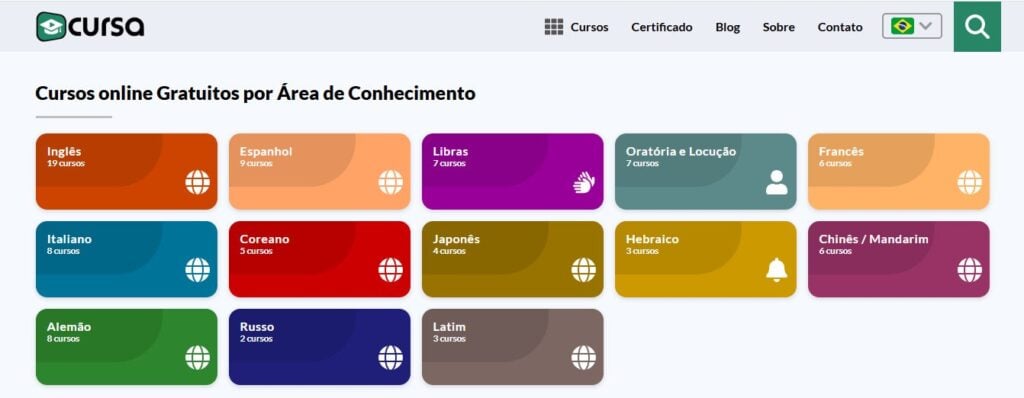 Curso de idiomas com certificado