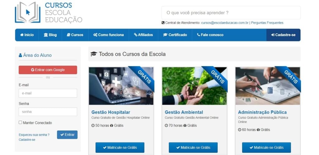 Cursos da Escola e Educação