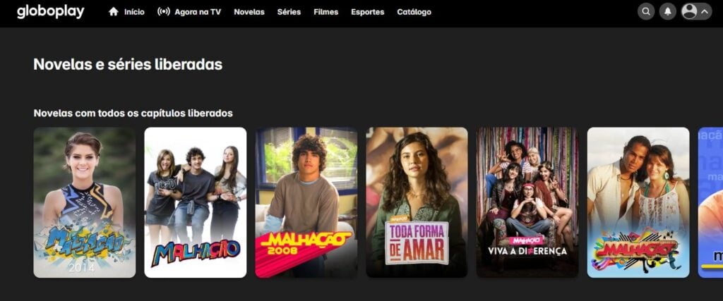 Novelas liberadas na Globoplay