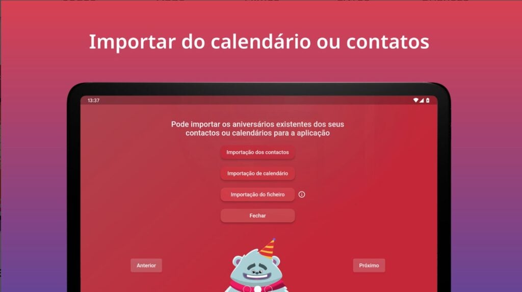 Calendário de aniversários