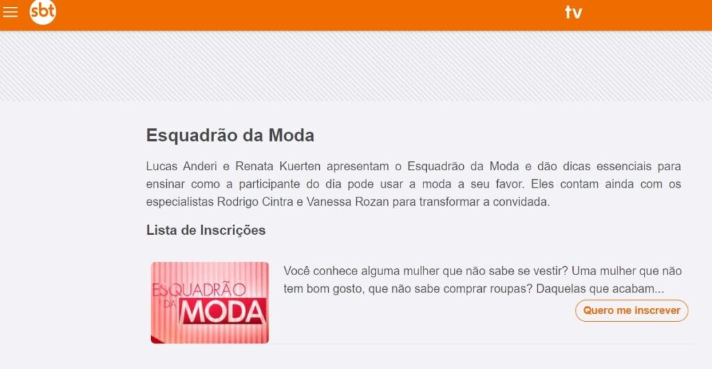 Inscrição do Esquadrão da Moda