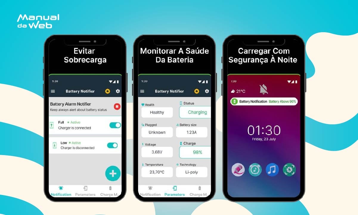 App de alerta de bateria para monitorar o status de bateria do seu celular