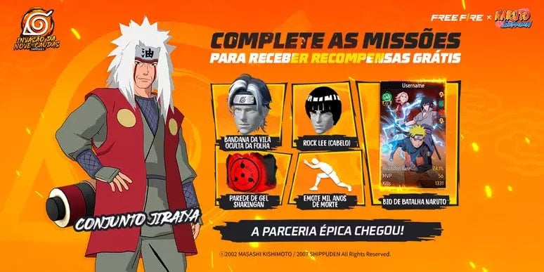 Free Fire e Naruto