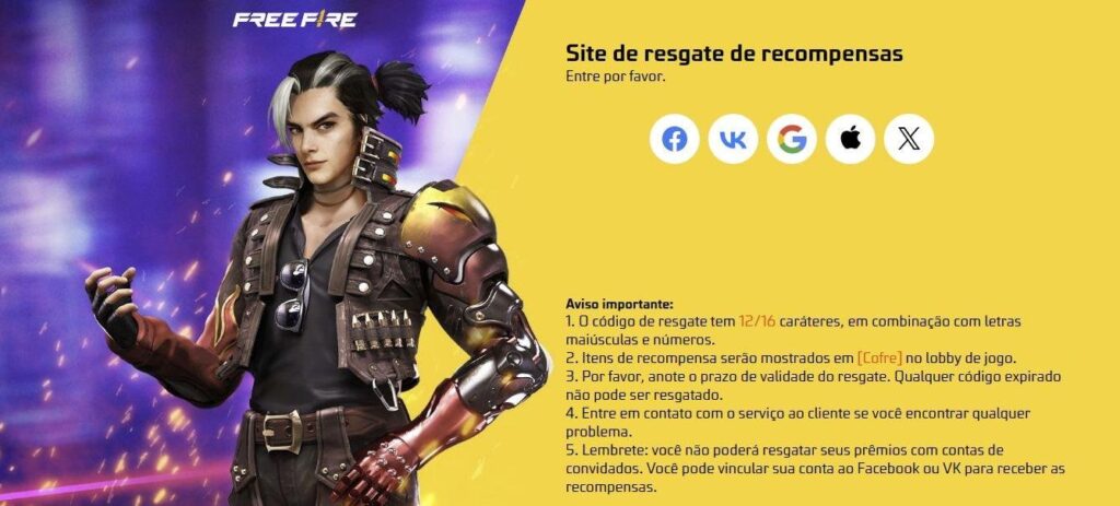 Códigos do Free Fire