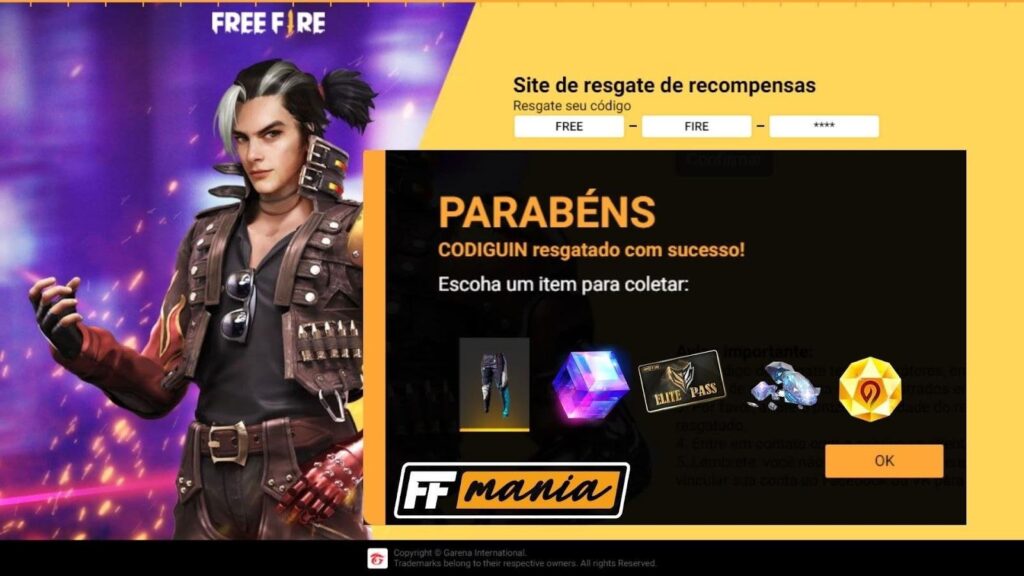 Códigos do Free Fire