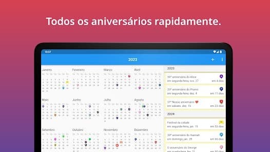 Calendário de aniversário