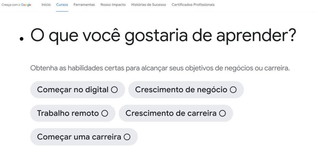 Cursos do Google