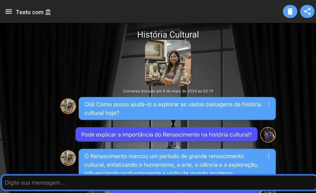 Chat de IA para conversar com cientistas e líderes mundiais pelo celular 6 Conversar com cientistas
