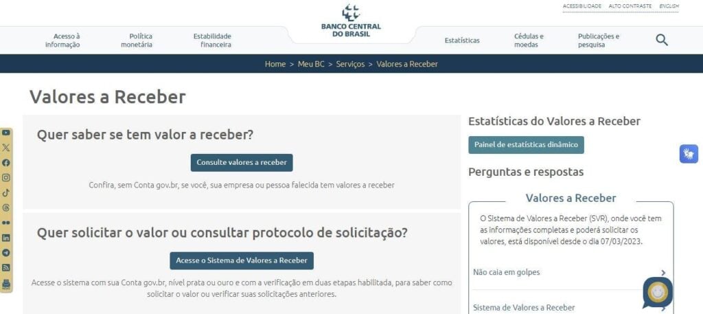 Valores a Receber de pessoas falecidas