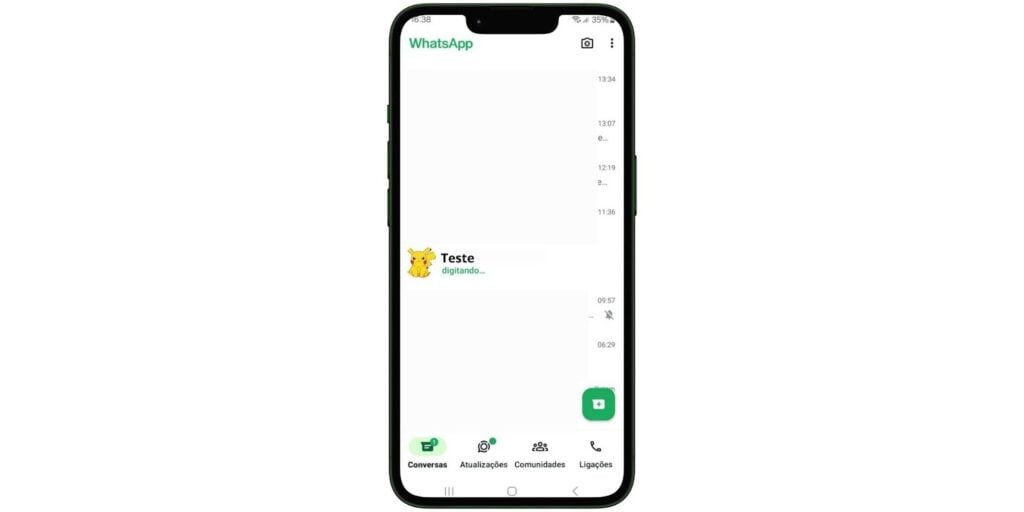 Indicador de digitação no WhatsApp