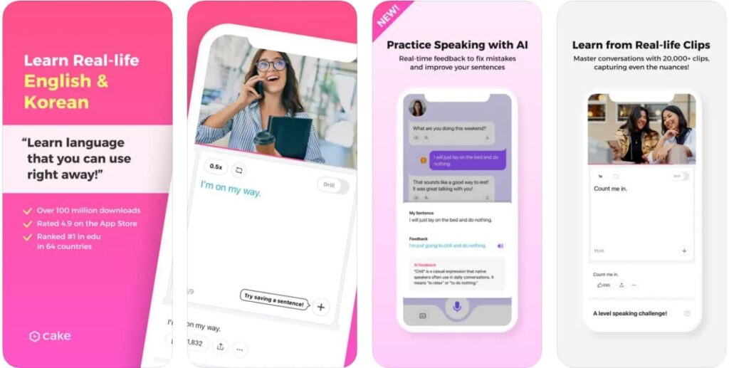 Cake: app para quem deseja aprender Inglês e Coreano 4 Aprender Inglês e Coreano