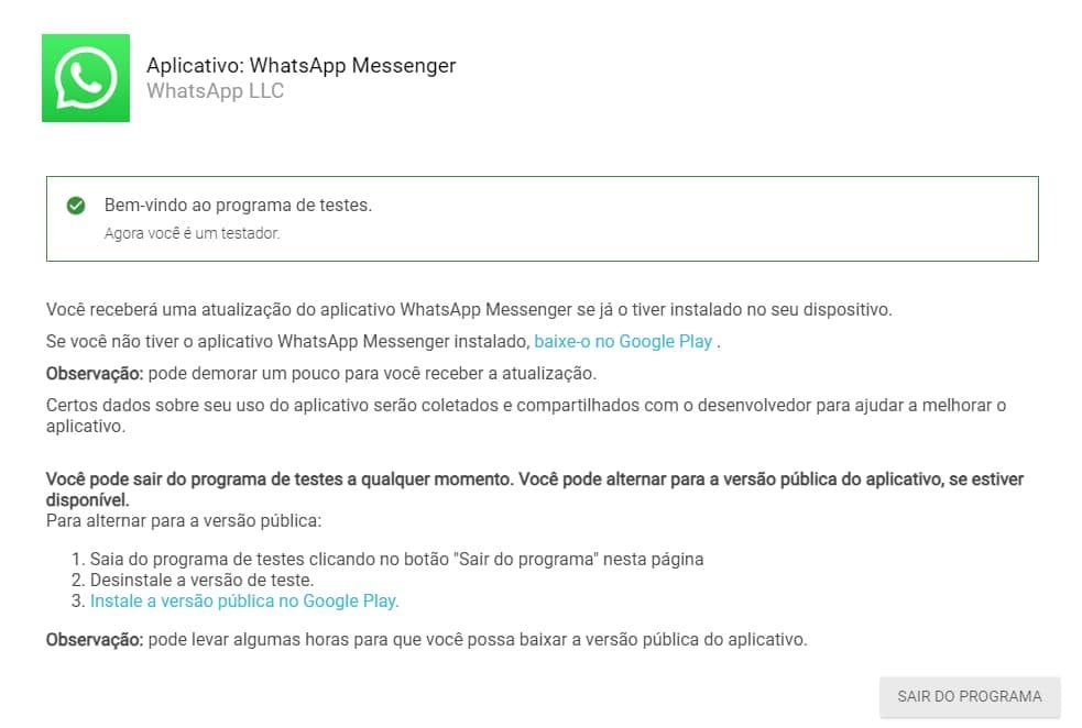 Como baixar o WhatsApp Beta