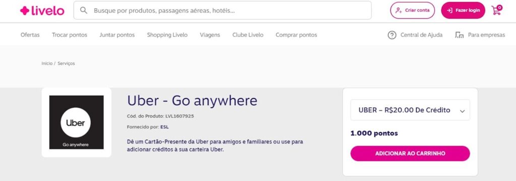 Crédito para o Uber