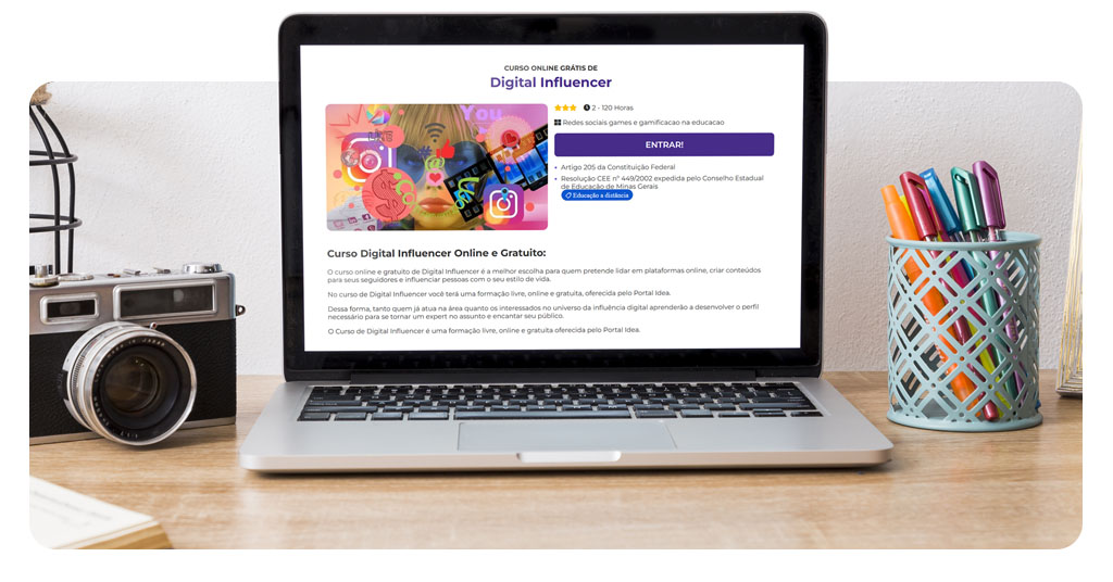 Curso de Influenciador Digital gratuito e com certificado válido 1 Curso de Influenciador Digital