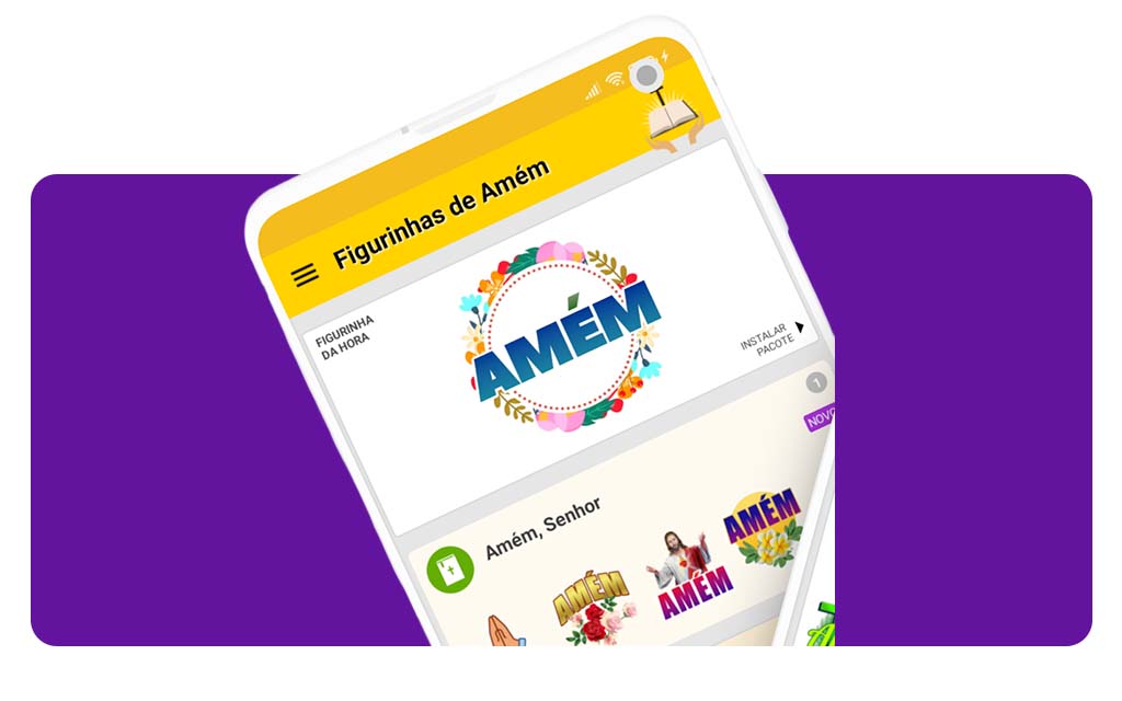 Pacote completo de figurinhas de Amém para instalar grátis 2 Figurinhas de Amém