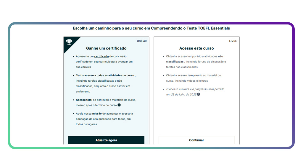 Curso preparatório gratuito para o TOEFL: inscreva-se online 2 Preparatório gratuito para o TOEFL