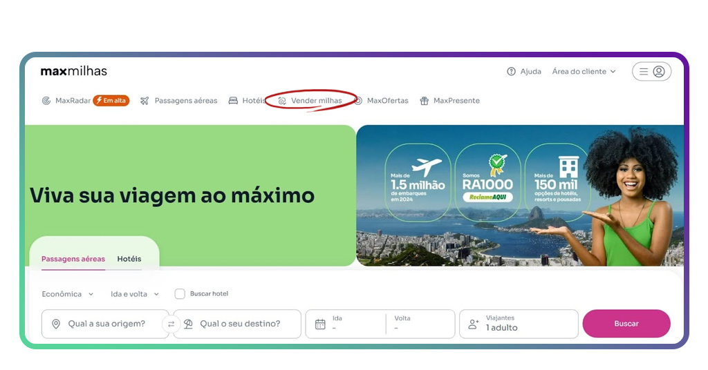 Aplicativo para vender milhas