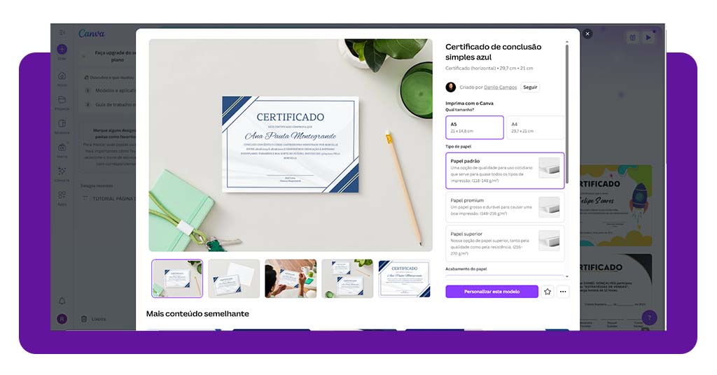 5 mil modelos de certificados para imprimir e editar grátis 5 Certificados para imprimir e editar