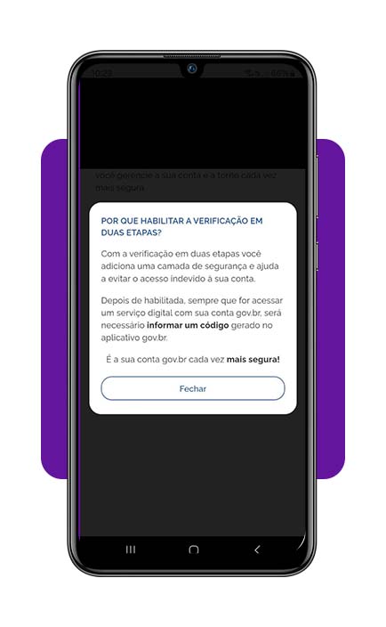 Como ativar a verificação em duas etapas na conta Gov.br 7 Verificação em duas etapas na conta Gov