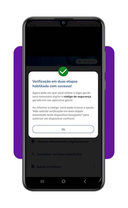 Como ativar a verificação em duas etapas na conta Gov.br 8 Verificação em duas etapas na conta Gov