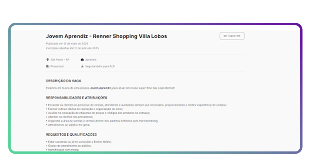 Jovem Aprendiz da Renner: saiba como fazer seu cadastro online 5 Jovem Aprendiz da Renner