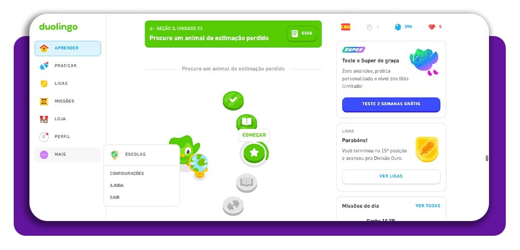 Como excluir a conta do Duolingo