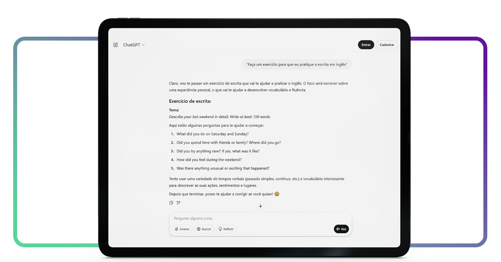 Prompts para aprender inglês gratuitamente pelo ChatGPT 5 Prompts para aprender inglês