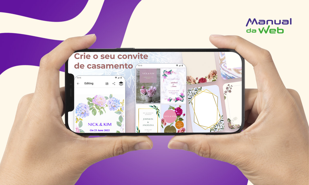 Crie seu convite de casamento online grátis com designs editáveis