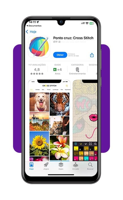 Aprender a fazer ponto cruz pelo celular